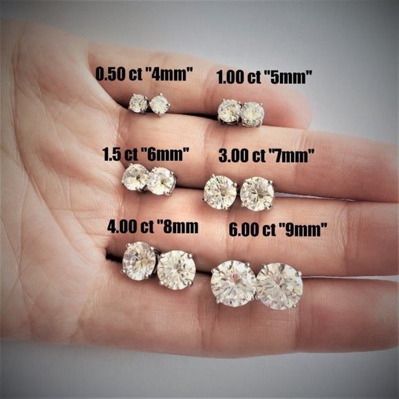 1.5 carats 6mm Hypoallergenic Best gift Unisex round brilliant cut stud earrings - Picture 4 of 4